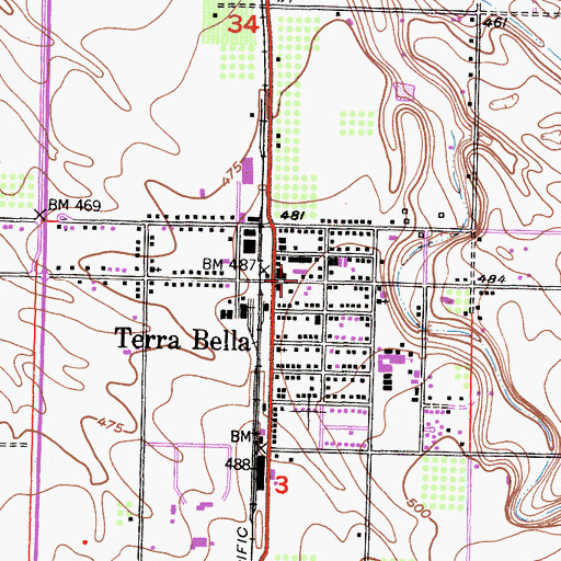 Topographic Map of Tulare County Fire Department Battalion 2 Terra Bella Fire Station 21, CA