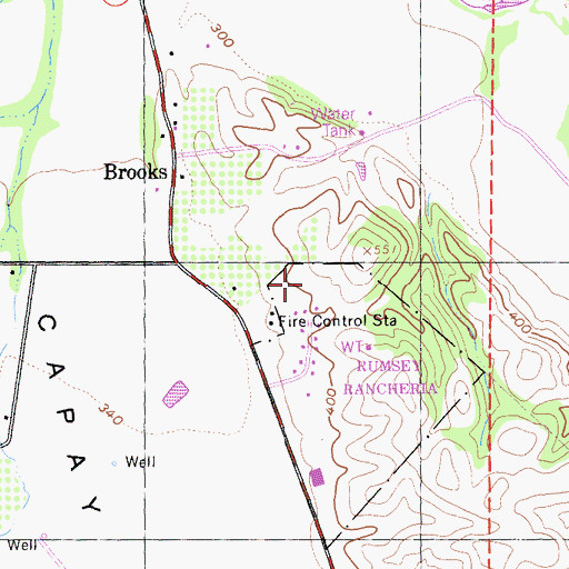 Topographic Map of Yocha Dehe Fire Department, CA