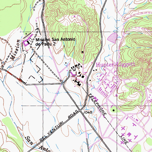 Topographic Map of Fort Hunter Liggett Fire Department, CA