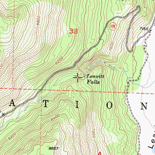 Topographic Map of Leavitt Falls, CA