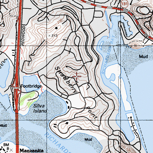 Topographic Map of Southern Marin Fire Protection District Station 9 Headquarters, CA