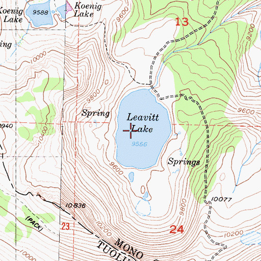 Topographic Map of Leavitt Lake, CA