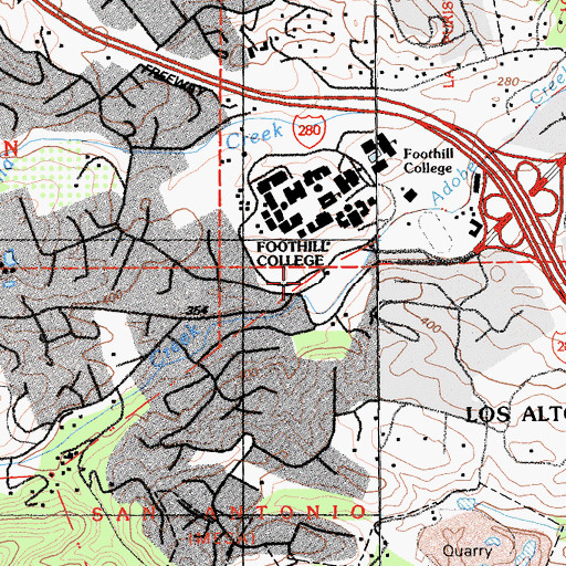 Topographic Map of Santa Clara County Fire Department El Monte Fire Station, CA