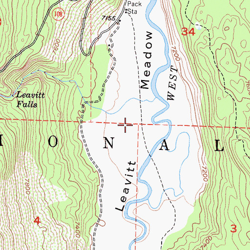 Topographic Map of Leavitt Meadow, CA