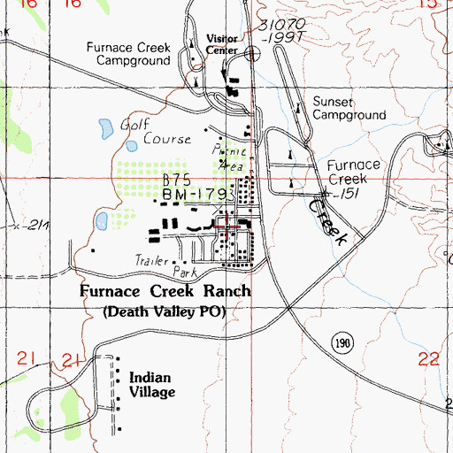 Topographic Map of Death Valley National Park Fire and Rescue, CA