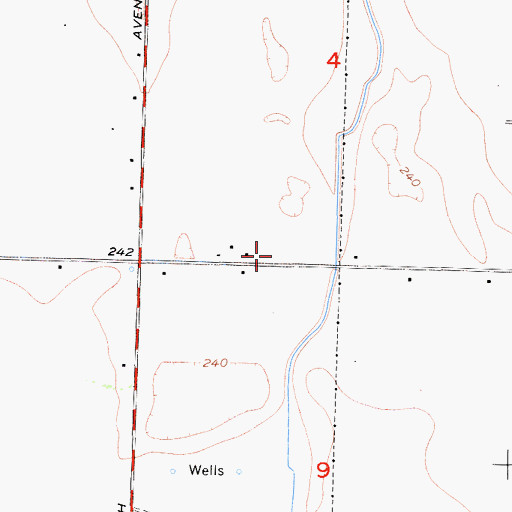 Topographic Map of Kings County Fire Department Station 4 South Hanford, CA
