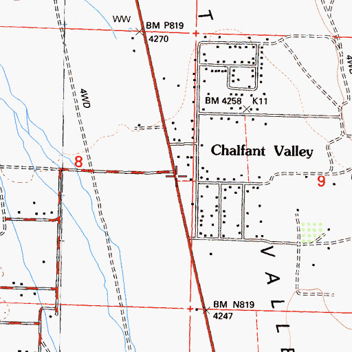 Topographic Map of Chalfant Valley Fire Department, CA