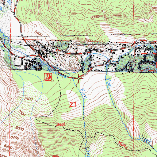Topographic Map of June Lake Fire Protection District Station 2, CA