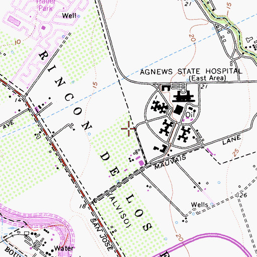 Topographic Map of Agnews Developmental Center Fire Department, CA