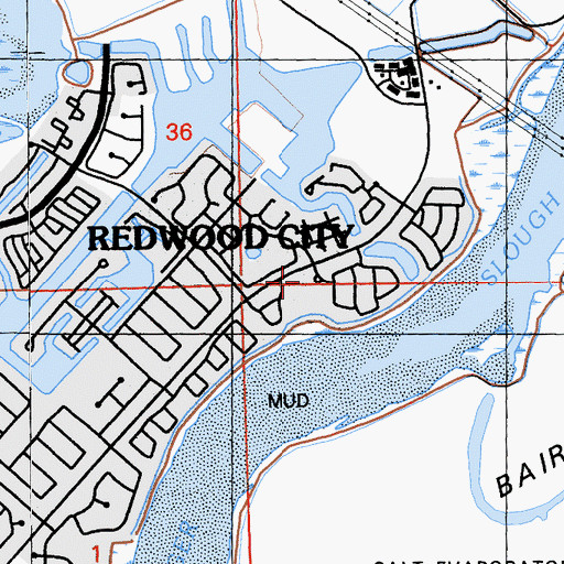 Topographic Map of Redwood City Fire Department Station, CA