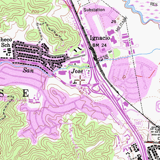 Topographic Map of Novato Fire Protection District Station 4, CA