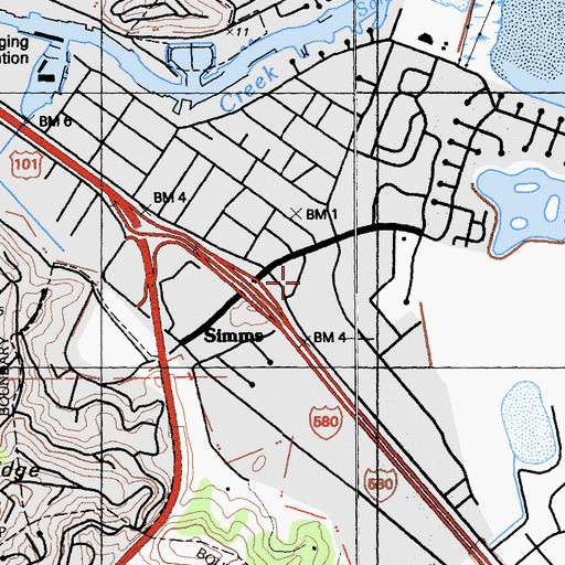 Topographic Map of San Rafael Fire Department Station 4, CA