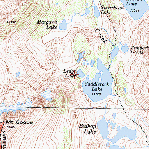 Topographic Map of Ledge Lake, CA