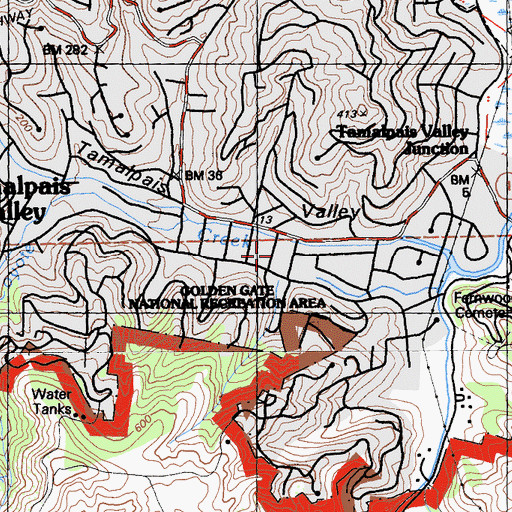 Topographic Map of Southern Marin Fire Protection District Station 4 Tamalpais Valley, CA