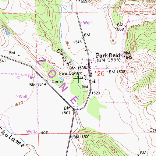 Topographic Map of California Department of Forestry and Fire Protection Parkfield Station 41, CA