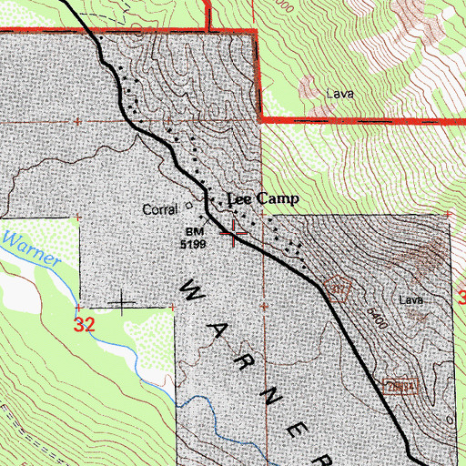 Topographic Map of Lee Camp, CA