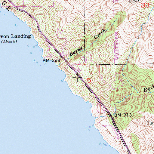 Topographic Map of Big Sur Volunteer Fire Brigade Station 2, CA