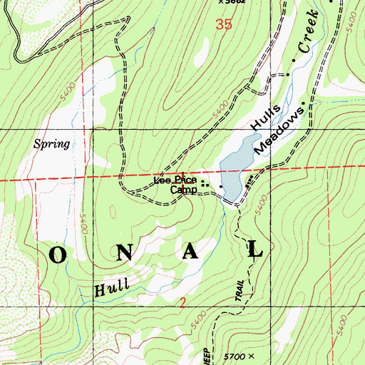 Topographic Map of Lee Price Camp, CA