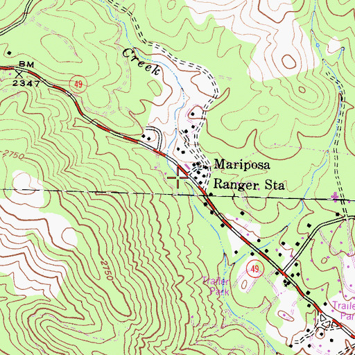 Topographic Map of California Dept Forestry and Fire Protection Madera - Mariposa - Merced Unit Mariposa Fire Station, CA