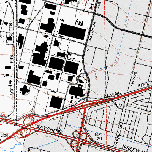 Topographic Map of Sunnyvale Department of Public Safety Station 5, CA