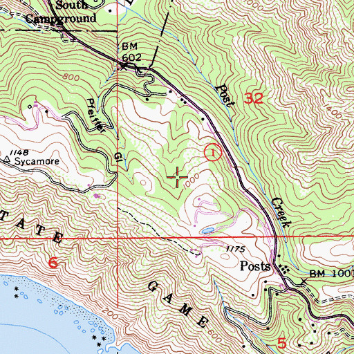 Topographic Map of Big Sur Volunteer Fire Brigade Station 1 Post Ranch, CA