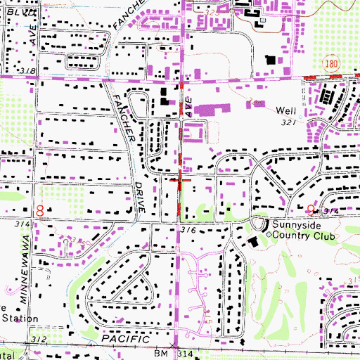 Topographic Map of Fresno City Fire Department Station 15, CA