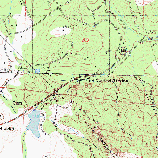 Topographic Map of Fresno County Fire Protection District Squaw Valley, CA