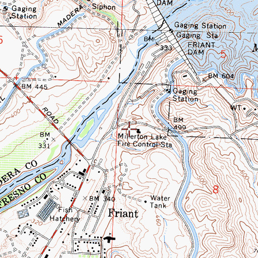 Topographic Map of Fresno County Fire Protection District Millerton, CA