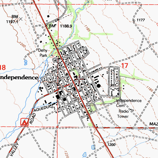 Topographic Map of Independence Fire Department, CA