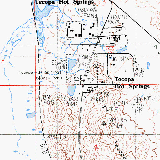 Topographic Map of Southern Inyo Fire Protection District, CA