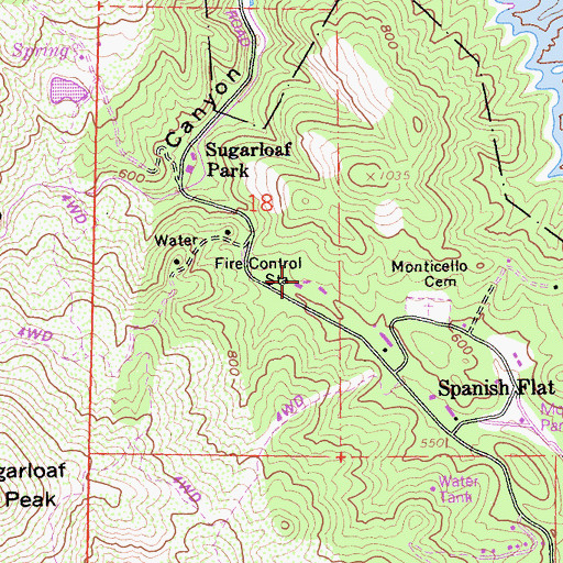 Topographic Map of Napa County Fire Department Station 24 Spanish Flat, CA