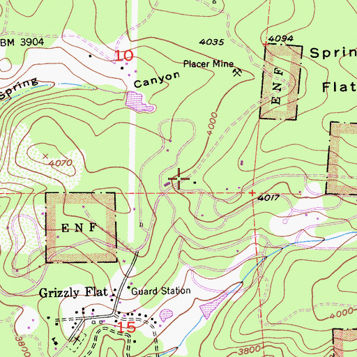 Topographic Map of Pioneer Fire Protection District Grizzly Flats Fire Station 35, CA