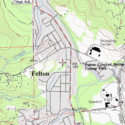 Topographic Map of Felton Fire Protection District, CA