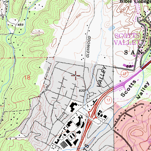 Topographic Map of Scotts Valley Fire District Station 2, CA