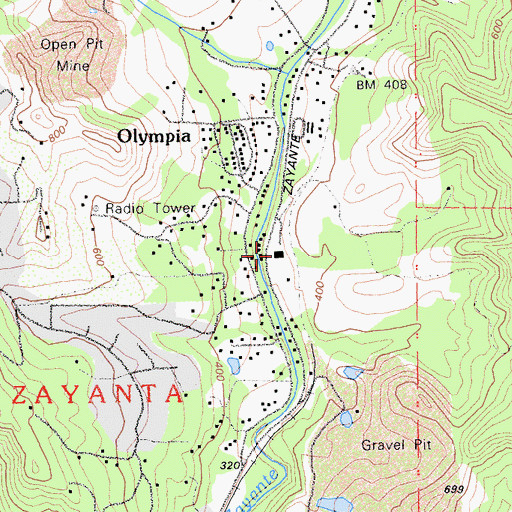 Topographic Map of Zayante Fire Protection District Station 1, CA