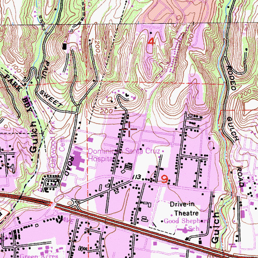 Topographic Map of Central Fire Protection District of Santa Cruz County Station 2, CA