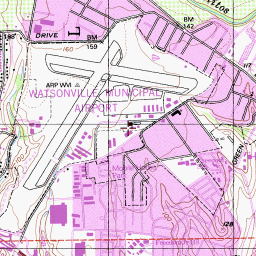 Topographic Map of Watsonville Fire Department Station 2, CA