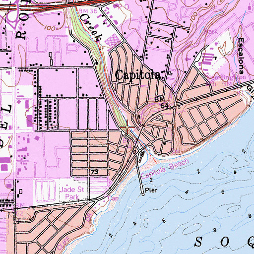 Topographic Map of Central Fire Protection District of Santa Cruz County Station 4, CA