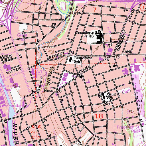 Topographic Map of Santa Cruz Fire Department Station 2, CA