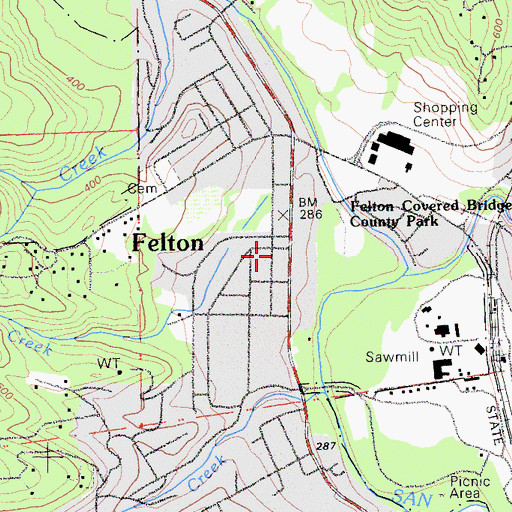 Topographic Map of Department of Forestry and Fire Protection Station 31 Felton Fire Station, CA
