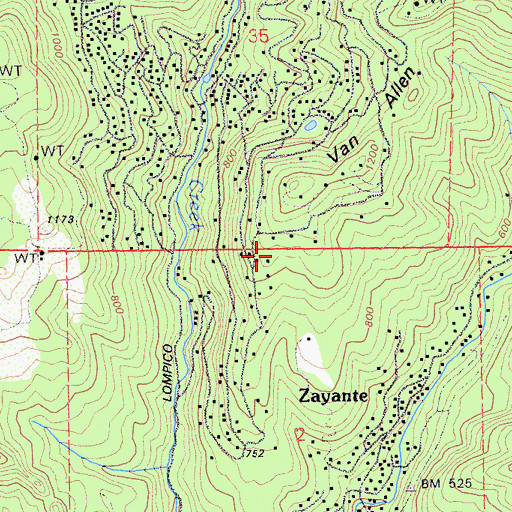 Topographic Map of Zayante Fire Protection District Station 2, CA
