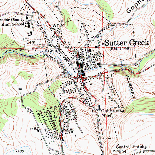 Topographic Map of Sutter Creek Fire Protection District Station 2, CA