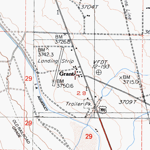 Topographic Map of Bureau of Land Management Olancha Fire Station, CA