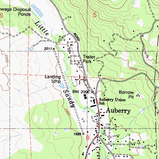 Topographic Map of Auberry Volunteer Fire Department, CA