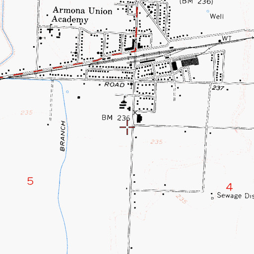 Topographic Map of Kings County Fire Department Station 5 Armona, CA