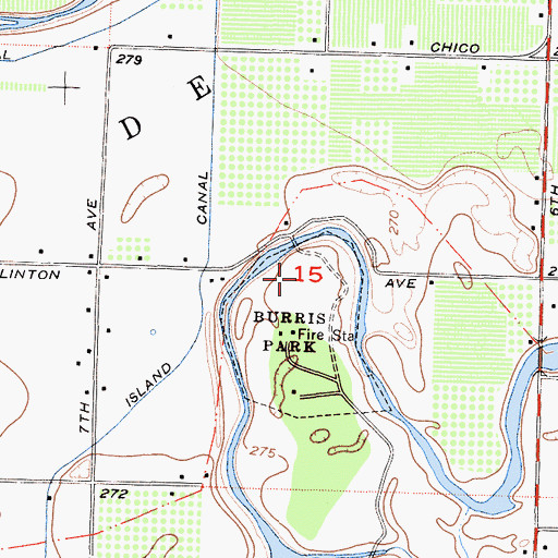 Topographic Map of Kings County Fire Department Station 1 Burris Park, CA