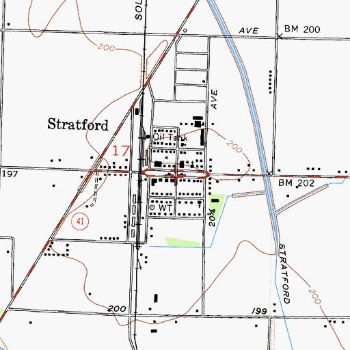 Topographic Map of Kings County Fire Department Station 10 Stratford, CA