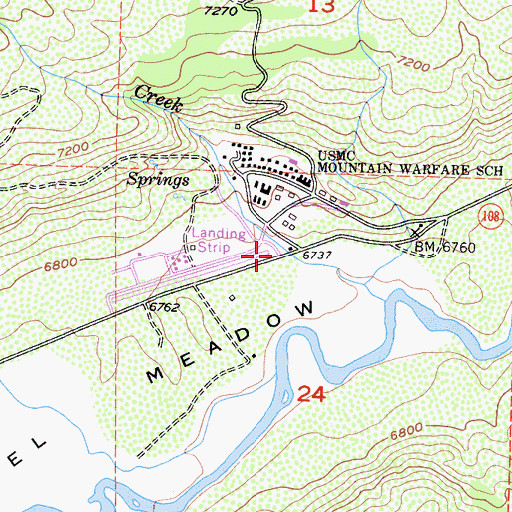 Topographic Map of United States Marine Corps Mountain Warfare Training Center Fire Department, CA
