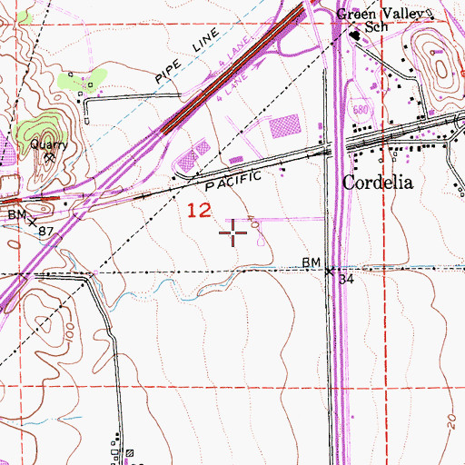 Topographic Map of Fairfield Fire Department Station 35, CA