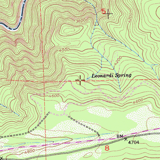 Topographic Map of Leonardi Spring, CA